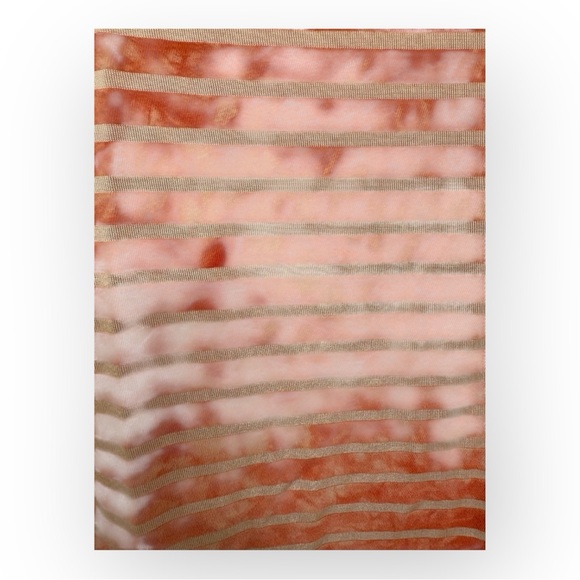 Terra & Sky Pink Burnout Stripe Short Sleeve V-Neck Tee Women’s 1X Plus Size - Picture 2 of 4